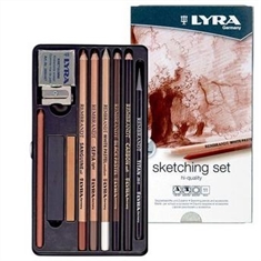Lápis Pastel Seco Para Esboço Lyra Rembrandt Sketching Set - Estojo Metalico com 11 Peças - Ref: 2041110
